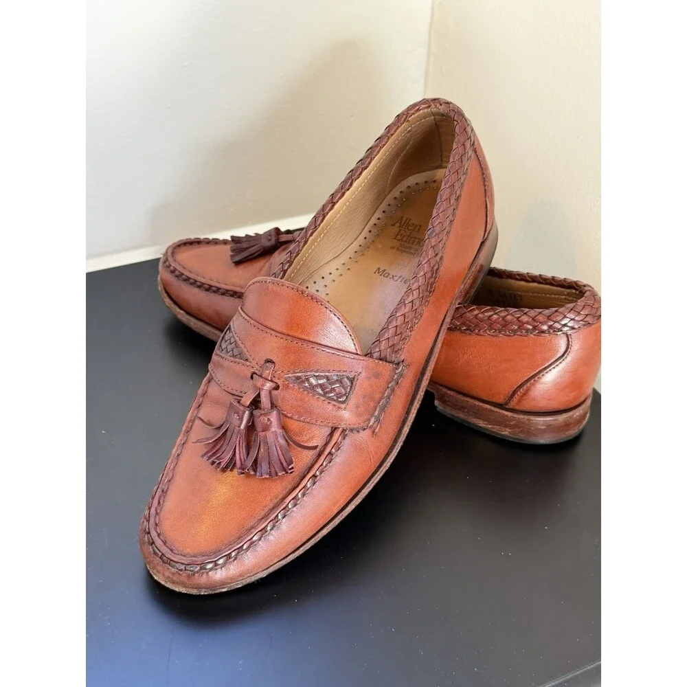 Allen Edmonds Maxfield Men's Sz 8.5 D  Woven Tassel Loafer made in USA Casual